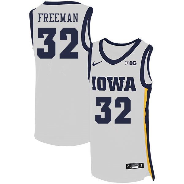 Men #32 Owen Freeman Iowa Hawkeyes College Basketball Jerseys Stitched Sale-White
